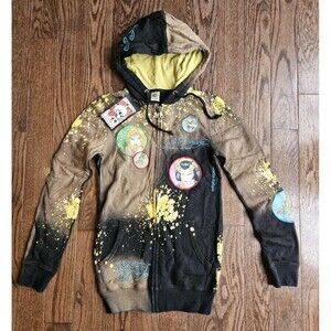 VTG Y2K Ed HARDY Splatter Love Kills Slowly Hoodie NWT Patches Size XS
